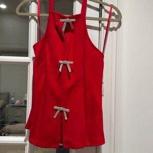 Maeve Embellished Bow Tank Top